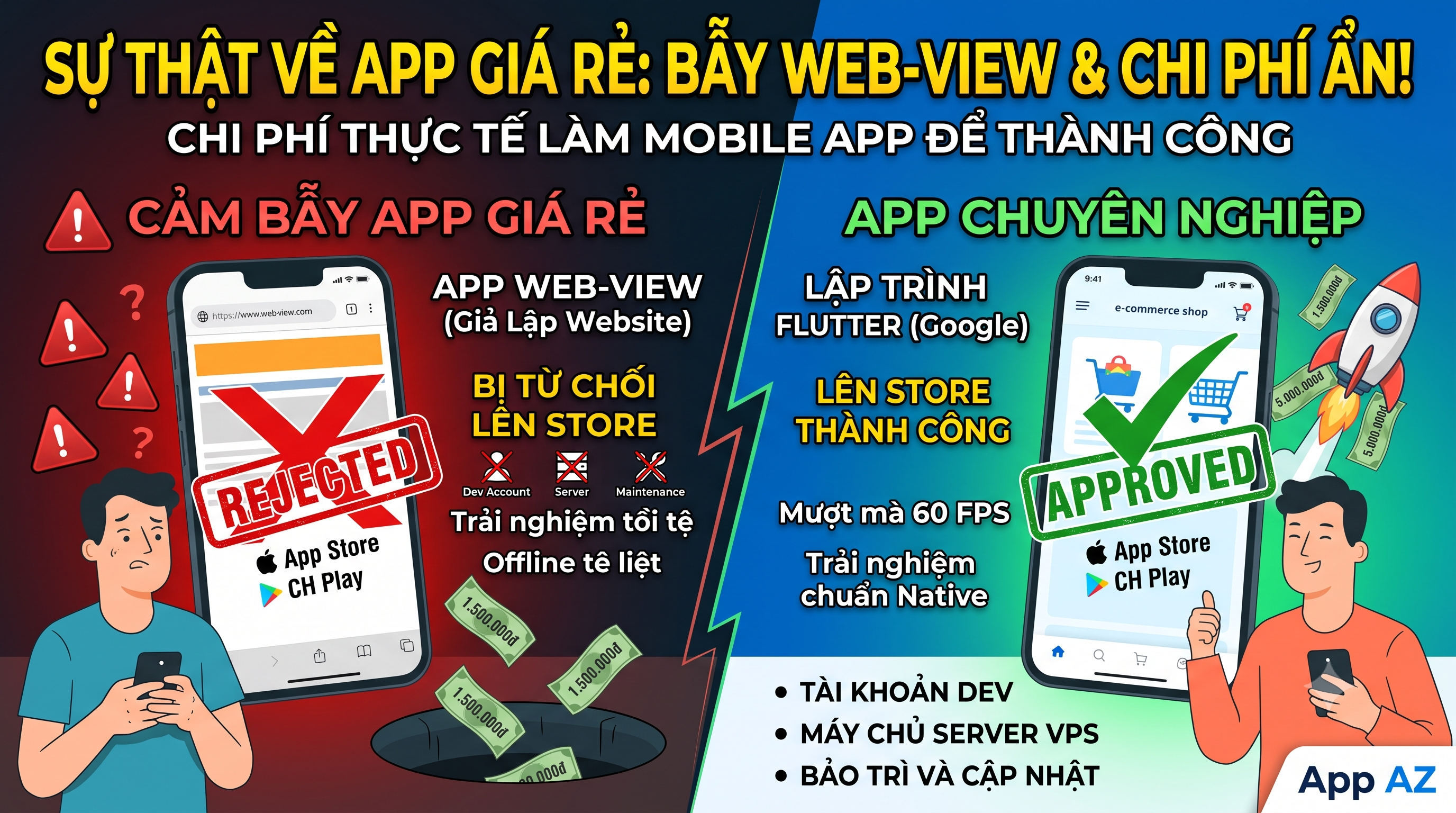 Sự thật về App Web-view giá rẻ và những chi phí ẩn khi làm Mobile App